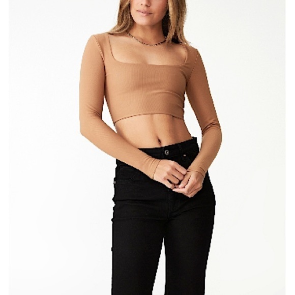 COTTON ON Women's Quinn Square Neck Long Sleeve Top size XL crop top - Picture 1 of 6